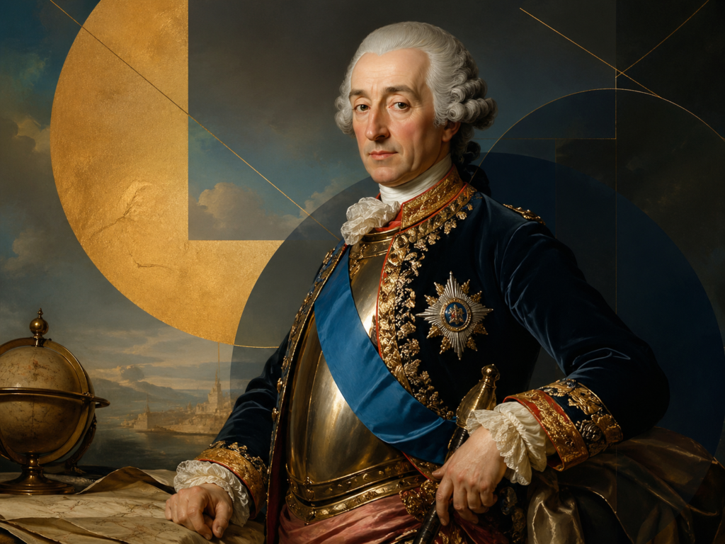Retrato de monarca ilustrado con toque moderno