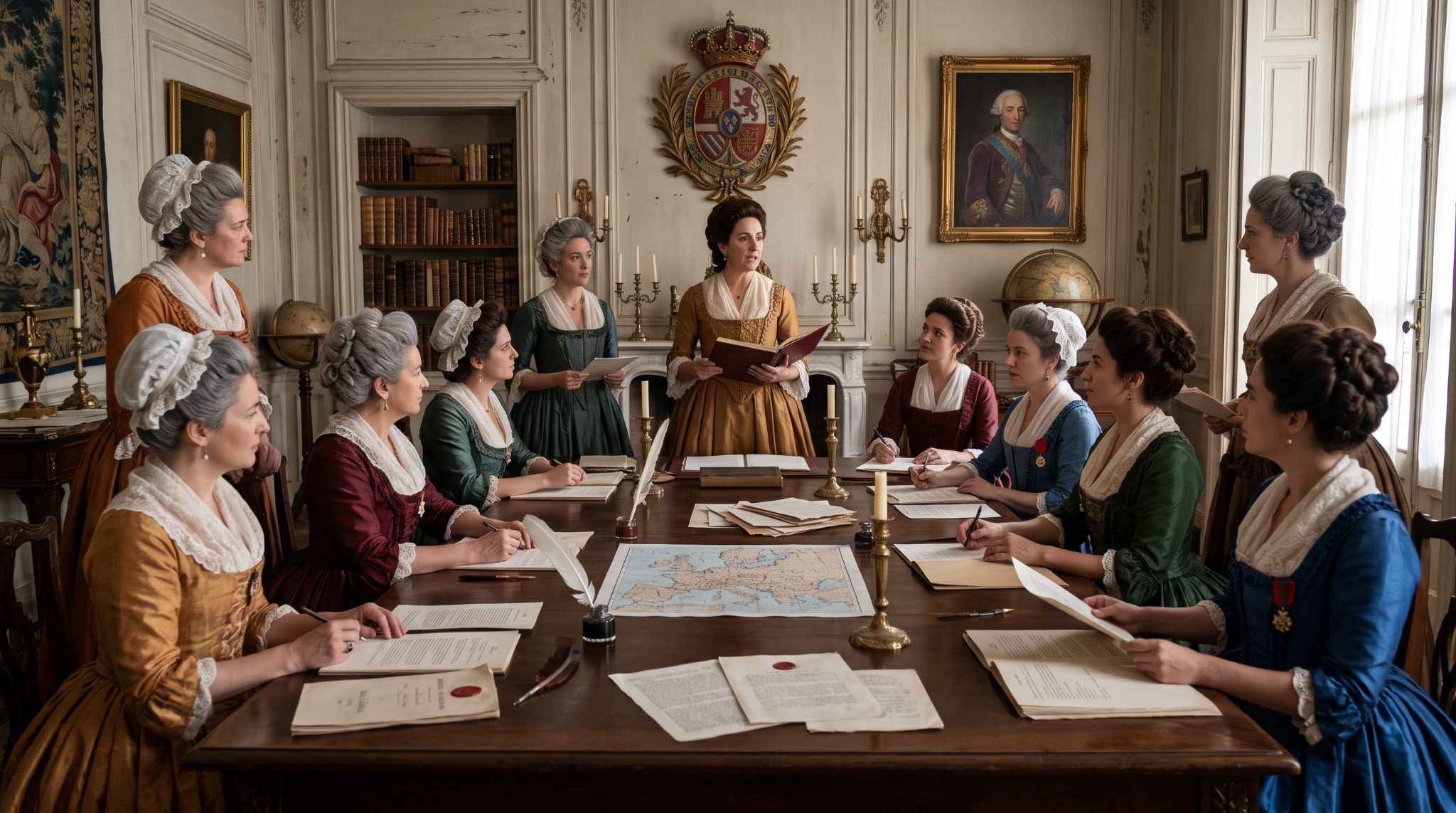 Ilustración sobre la sociedad y las mujeres de la época ilustrada